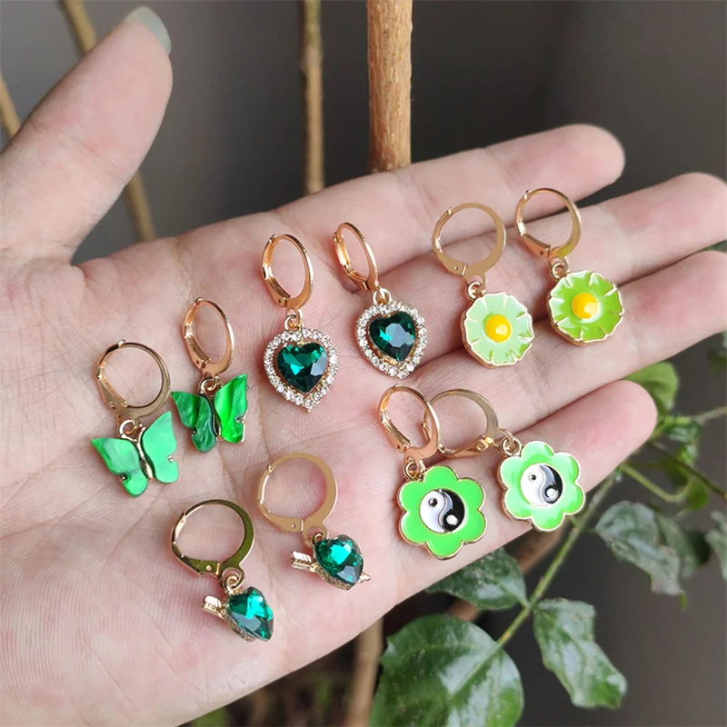 5Pair/Set Sweet Crystal Heart Butterfly Dangle Earrings Set For Women Green Flower Yin Yang Drop Earring Korean Trendy Jewelry
5Pair/Set Sweet Crystal Heart Butterfly Dangle Earrings Set For Women Green Flower Yin Yang Drop Earring Korean Trendy Jewelry