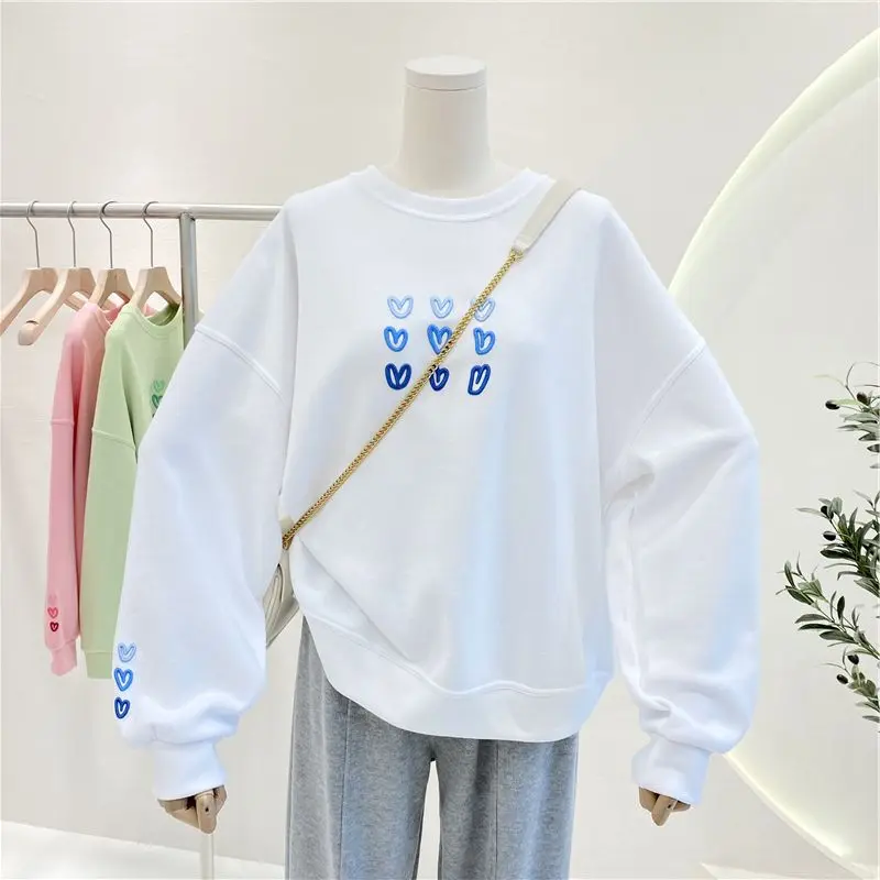 Embroidery Love Versatile Loose plus Size Crew Neck Long-Sleeved Sweater Women's Korean-Style Spring and Autumn New 2021 Top
Embroidery Love Versatile Loose plus Size Crew Neck Long-Sleeved Sweater Women's Korean-Style Spring and Autumn New 2021 Top