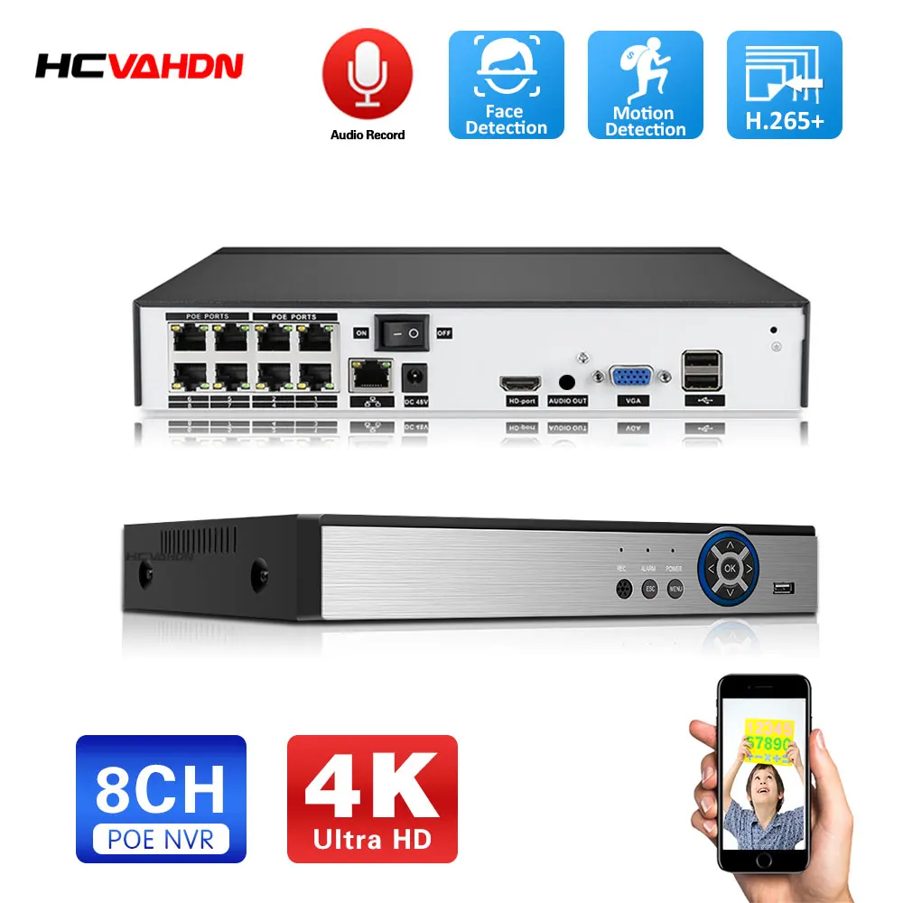H.265 8CH POE 8MP NVR Plug&Play Security IP Camera Video Surveillance CCTV System P2P 4k 5MP 2MP Network Video Recorder
H.265 8CH POE 8MP NVR Plug&Play Security IP Camera Video Surveillance CCTV System P2P 4k 5MP 2MP Network Video Recorder