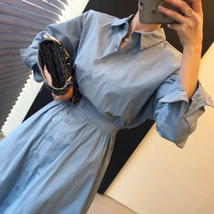 Zoulv Spring/Autumn Women's Retro Long Sleeve Shirt Dress Slim High Waist Single Breasted A-line Dress Long Loose Mid-Calf Skirt
Zoulv Spring/Autumn Women's Retro Long Sleeve Shirt Dress Slim High Waist Single Breasted A-line Dress Long Loose Mid-Calf Skirt