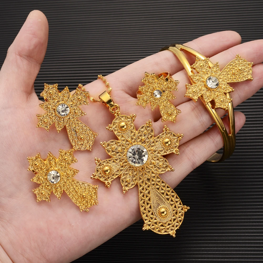 Retro White Zircon Cross Pendant Necklace Earrings Ring Bangle Gold Color Charm Jewelry Sets African Arab Jewelry Gifts
Retro White Zircon Cross Pendant Necklace Earrings Ring Bangle Gold Color Charm Jewelry Sets African Arab Jewelry Gifts