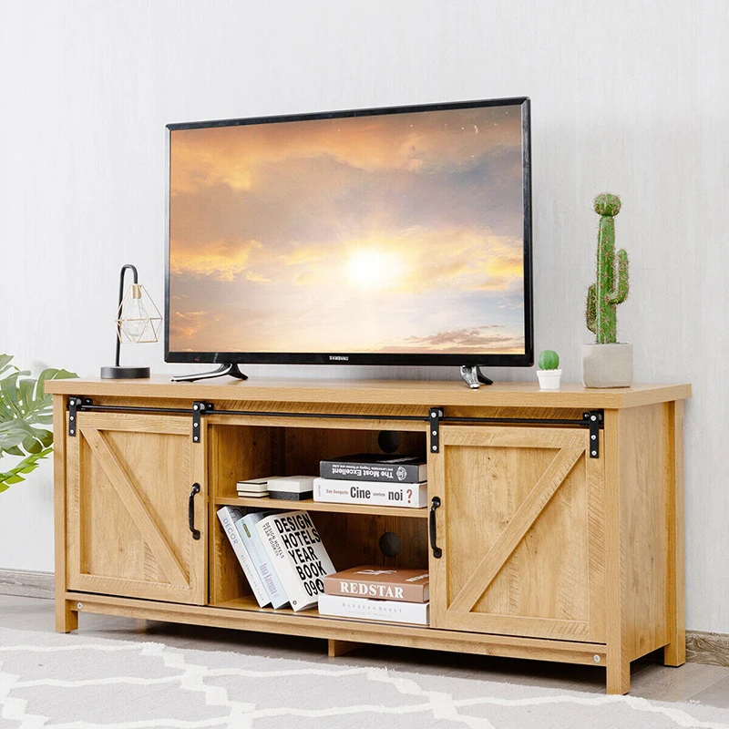 TV Stand Media Center Console Cabinet High Quality MDF Practical Sliding Barn Door Natural Wood Grain Wide Table Top TV Stands
TV Stand Media Center Console Cabinet High Quality MDF Practical Sliding Barn Door Natural Wood Grain Wide Table Top TV Stands