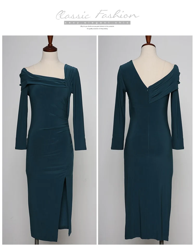 2020 Autumn Ladies V-Neck Long Sleeved Solid Sheath Bodyon Split Sexy Women's Knee-Length Party Dress
2020 Autumn Ladies V-Neck Long Sleeved Solid Sheath Bodyon Split Sexy Women's Knee-Length Party Dress