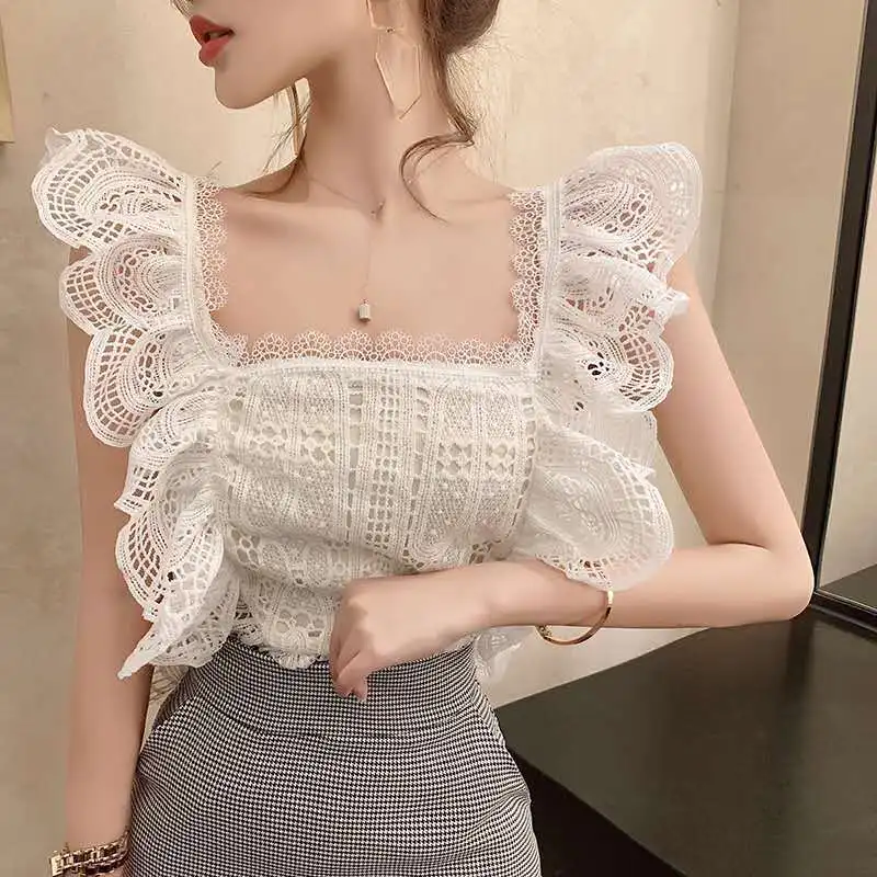 Very Fairy Hollow Female Summer Sweet and Sweet Lace Shirt Sleeveless Slimming Ladies Bottoming Vest
Very Fairy Hollow Female Summer Sweet and Sweet Lace Shirt Sleeveless Slimming Ladies Bottoming Vest
