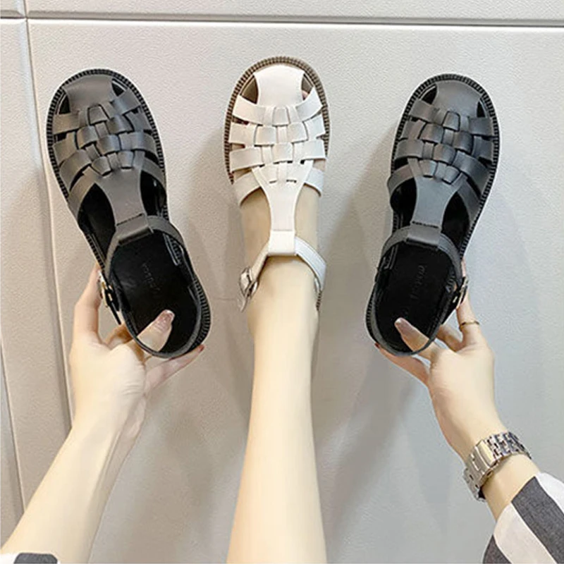 2021 Women Closed Toe Weave Rome Sandals Vintage Gladiator Shoes Black White Summer Platform Sports Flat Sandals Women Shoes
2021 Women Closed Toe Weave Rome Sandals Vintage Gladiator Shoes Black White Summer Platform Sports Flat Sandals Women Shoes