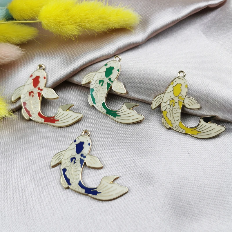 

MuhNa 10pcs Goldfish Enamel Charm For Jewelry Making And Crafting Fashion Lucky Carp Earrings Pendant Bracelet Necklace Charms