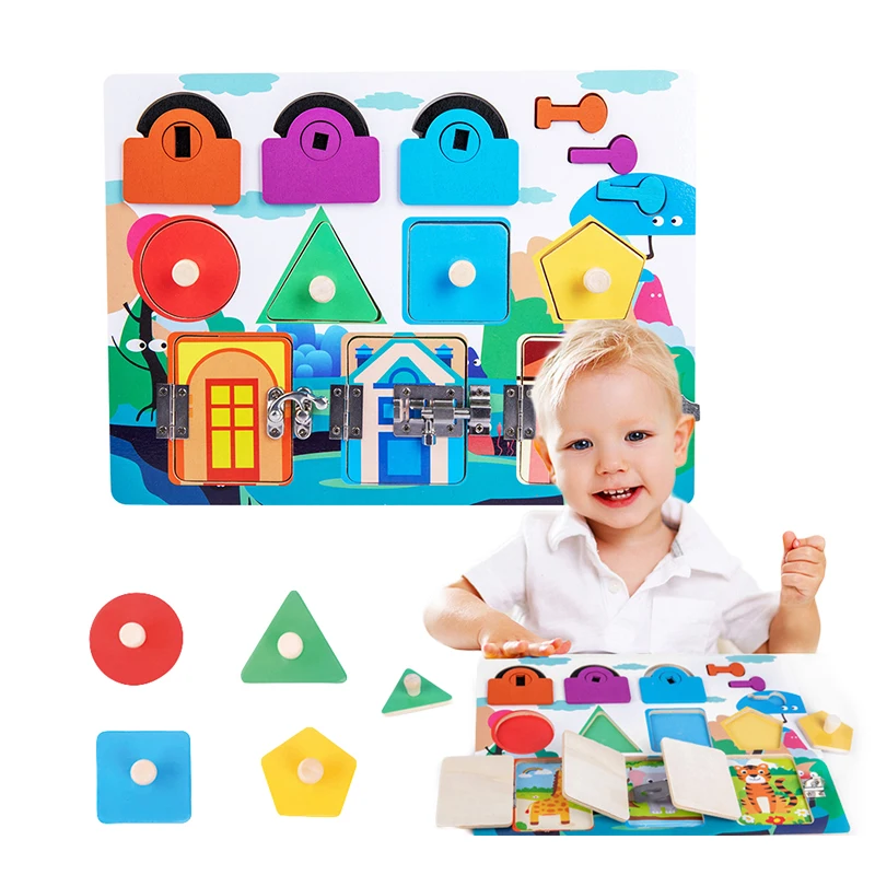 Children Wooden Educational Toys Shape Color Match Cognition Educational Game Montessori Toy Open Lock Board Lock Puzzle Gift
Children Wooden Educational Toys Shape Color Match Cognition Educational Game Montessori Toy Open Lock Board Lock Puzzle Gift
