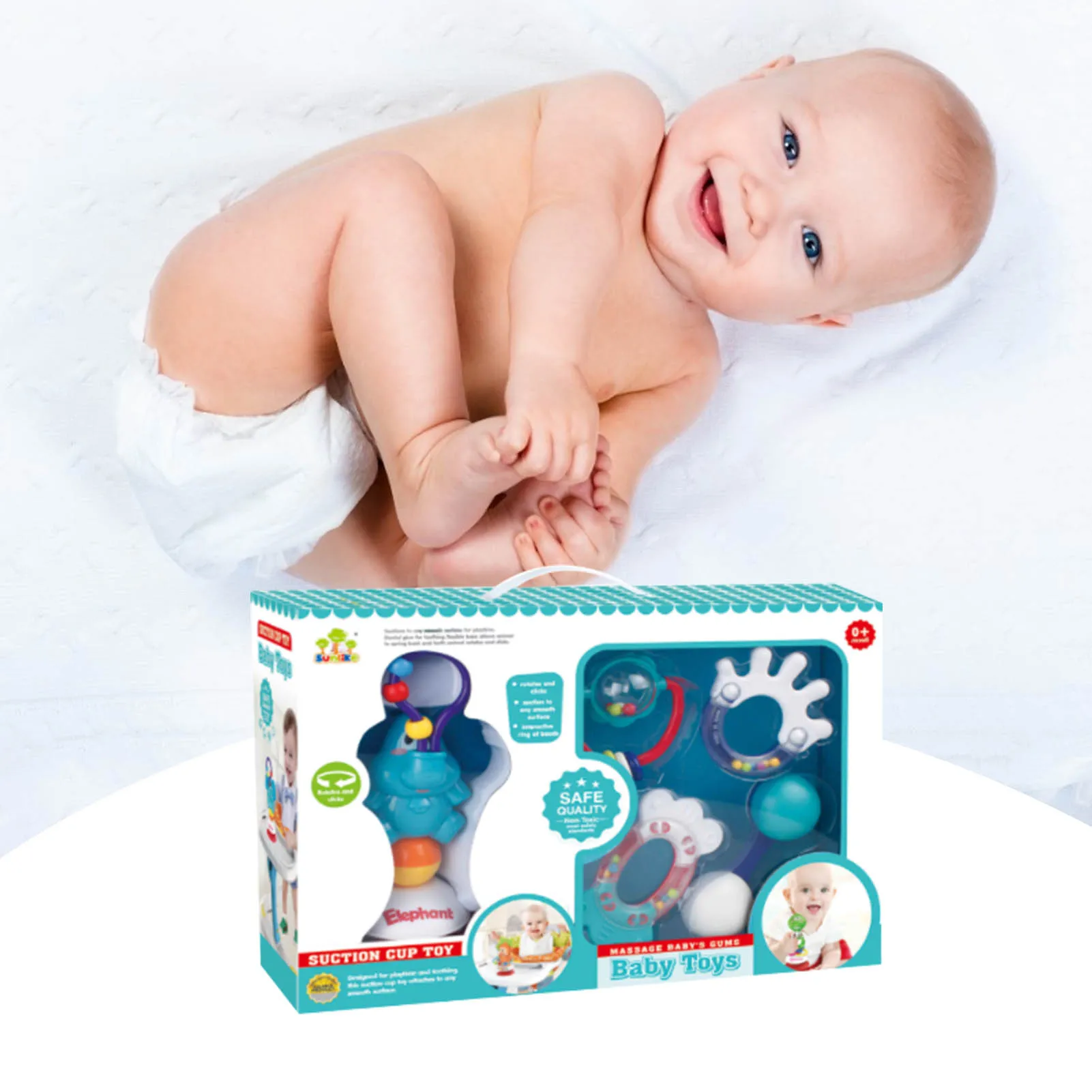 Baby Rattle Teether Set Puzzle Enlightenment Bottom Big Suction Cup Fixed 1+4 Combination
Baby Rattle Teether Set Puzzle Enlightenment Bottom Big Suction Cup Fixed 1+4 Combination