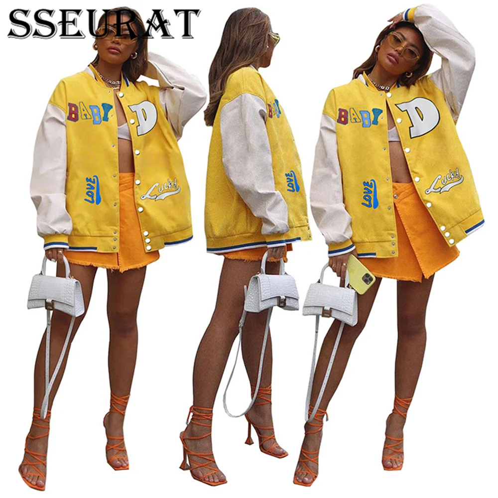 SSEURAT Womens Coats and Jackets High Street Hip Hop Baseball Uniforms Street Casual Coat Loose Patchwork Jacket Tops Autumn
SSEURAT Womens Coats and Jackets High Street Hip Hop Baseball Uniforms Street Casual Coat Loose Patchwork Jacket Tops Autumn