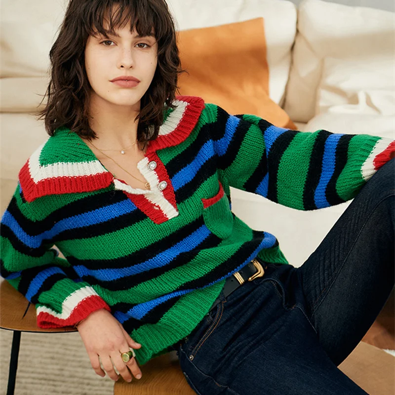 Chic Mohair Pullover Sweater Autumn Winter 2020 Fashion Long Sleeve Casual Striped Pullovers Ladies Jumper Loose Green Sweater
Chic Mohair Pullover Sweater Autumn Winter 2020 Fashion Long Sleeve Casual Striped Pullovers Ladies Jumper Loose Green Sweater