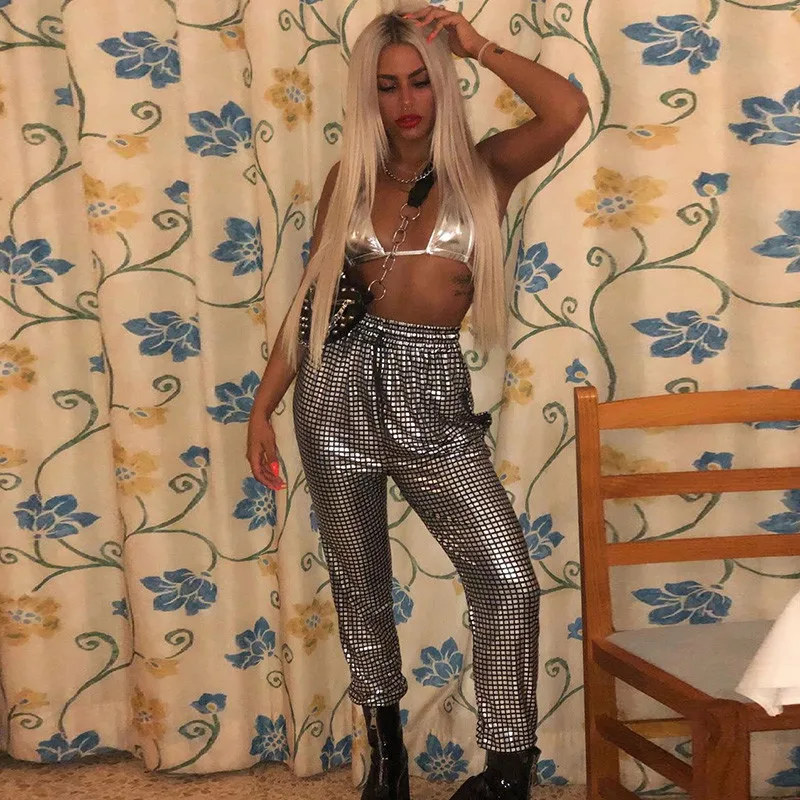 Fashion Women High Waist Sweatpants Jogger Dance Harem Pants 2020 Elastic Waist Sports Plaid Slacks Trousers Glitter Long Pants
Fashion Women High Waist Sweatpants Jogger Dance Harem Pants 2020 Elastic Waist Sports Plaid Slacks Trousers Glitter Long Pants