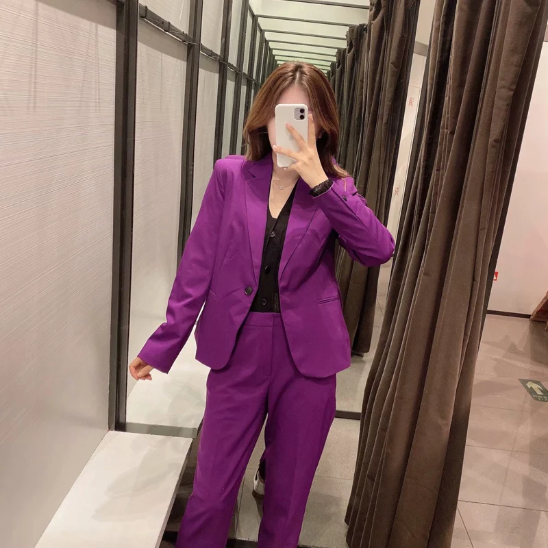 Suits For Women Za 2020 Autumn New Single Buckle Fashion Women's Elegant Suit Pants And Jacket trousers Women's Two-Piece
Suits For Women Za 2020 Autumn New Single Buckle Fashion Women's Elegant Suit Pants And Jacket trousers Women's Two-Piece