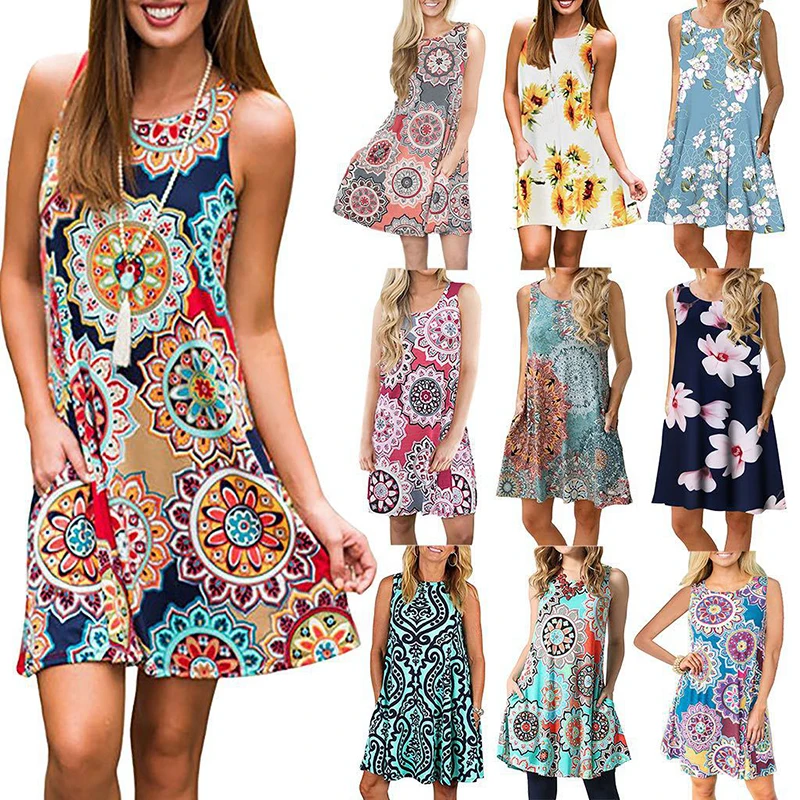 2021 Summer European and American Women's New Printed Sleeveless Printed Dress Bodycon Dress
2021 Summer European and American Women's New Printed Sleeveless Printed Dress Bodycon Dress