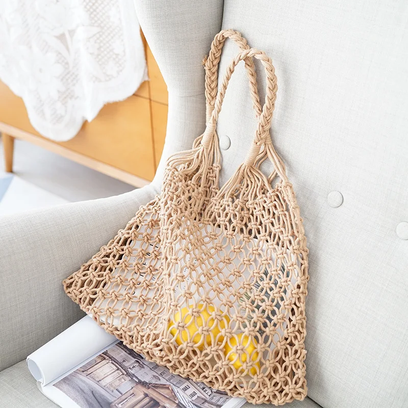 AUAU-Handbag Fishing Net Woven Bag Straw Bag Holiday Beach Bag Retro Hand-Woven Shoulder Bag Bohemian Casual Female Bag
AUAU-Handbag Fishing Net Woven Bag Straw Bag Holiday Beach Bag Retro Hand-Woven Shoulder Bag Bohemian Casual Female Bag