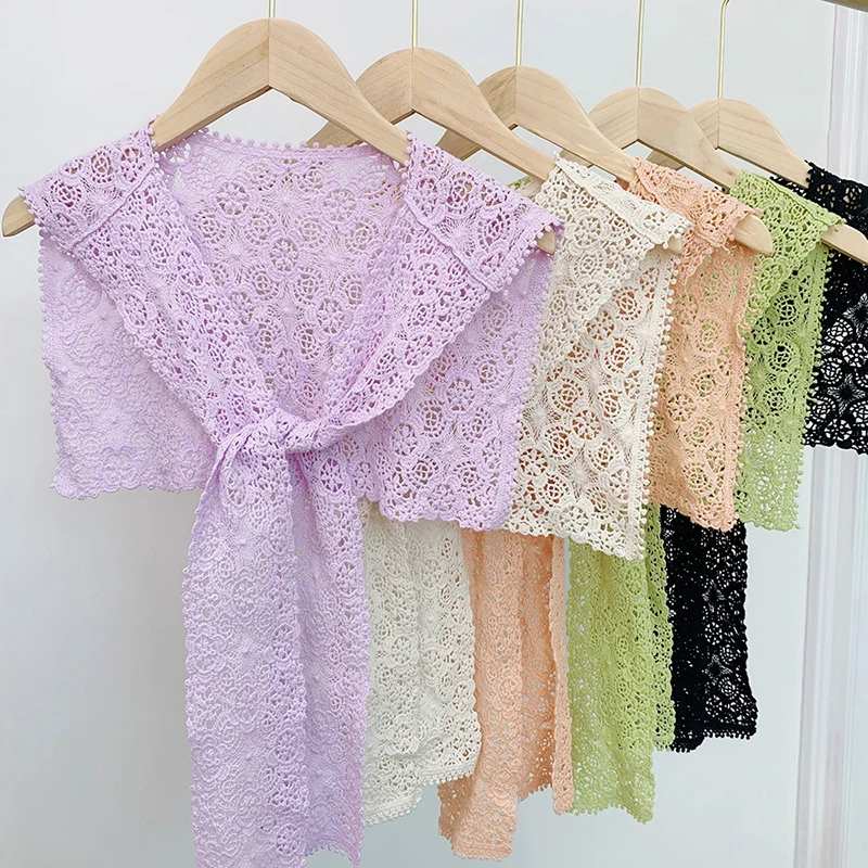 Korean Solid Color Crochet Shawl Wraps Women Lace Flower Scarf Sun Protection With Shoulder Shawls Female Knitted Thin Scarves
Korean Solid Color Crochet Shawl Wraps Women Lace Flower Scarf Sun Protection With Shoulder Shawls Female Knitted Thin Scarves