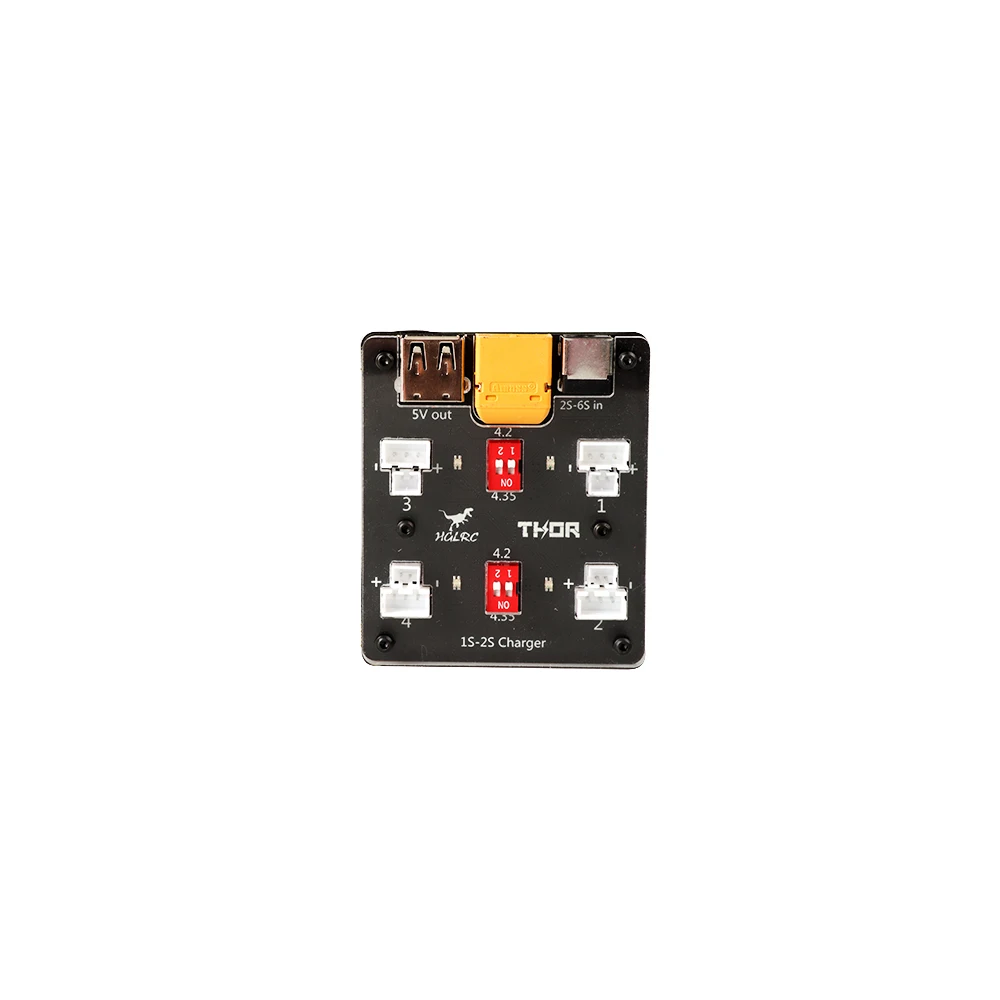 70X60X15mm HGLRC Thor 1-2S Charger 4-Way 4.35V Charging Board Charger XT60 for RC FPV Racing Freestyle Tinywhoop Drones
70X60X15mm HGLRC Thor 1-2S Charger 4-Way 4.35V Charging Board Charger XT60 for RC FPV Racing Freestyle Tinywhoop Drones