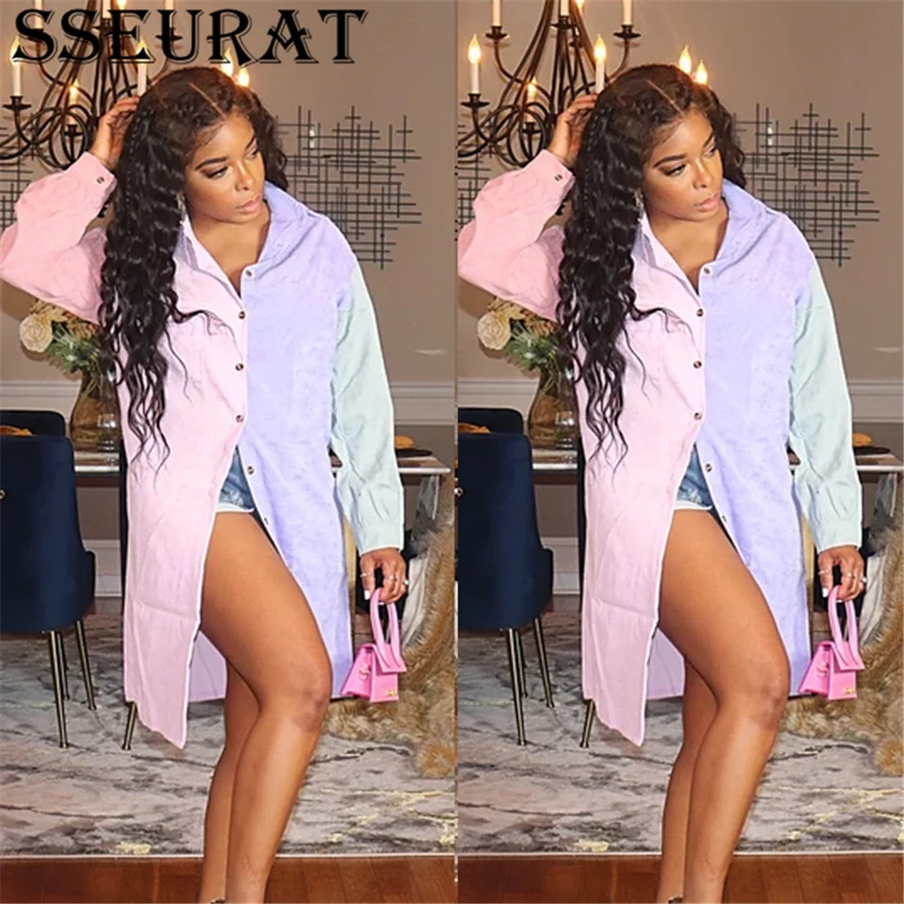 SSEYRAT Women Color Patchwork Turn Down Collar Long Sleeve Medium Length Blouse Fall Fashion New Trends Loose Shirt
SSEYRAT Women Color Patchwork Turn Down Collar Long Sleeve Medium Length Blouse Fall Fashion New Trends Loose Shirt