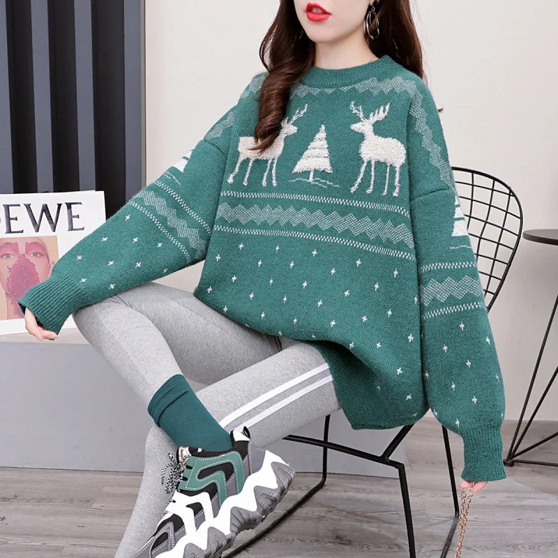 Women Autumn Winter Christmas Sweater Ladies Knitted Jumper Pullover Women Sweater Snowflake Elk Print Sweaters Pullovers Tops
Women Autumn Winter Christmas Sweater Ladies Knitted Jumper Pullover Women Sweater Snowflake Elk Print Sweaters Pullovers Tops