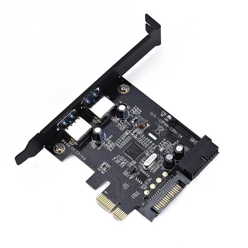 Super Speed PCI-E to USB 3.0 19 Pin 2 Port PCI Express Expansion Card Adapter SATA 15Pin Connector with Driver CD for Desktop
Super Speed PCI-E to USB 3.0 19 Pin 2 Port PCI Express Expansion Card Adapter SATA 15Pin Connector with Driver CD for Desktop