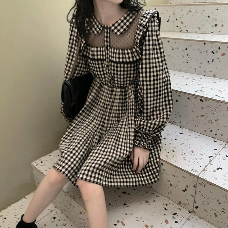 QWEEK Sweet Kawaii Cute Plaid Dress Women Soft Girl Japanese Lolita Lace Fairy Princess Long Sleeve Short Dresses Robe Student
QWEEK Sweet Kawaii Cute Plaid Dress Women Soft Girl Japanese Lolita Lace Fairy Princess Long Sleeve Short Dresses Robe Student