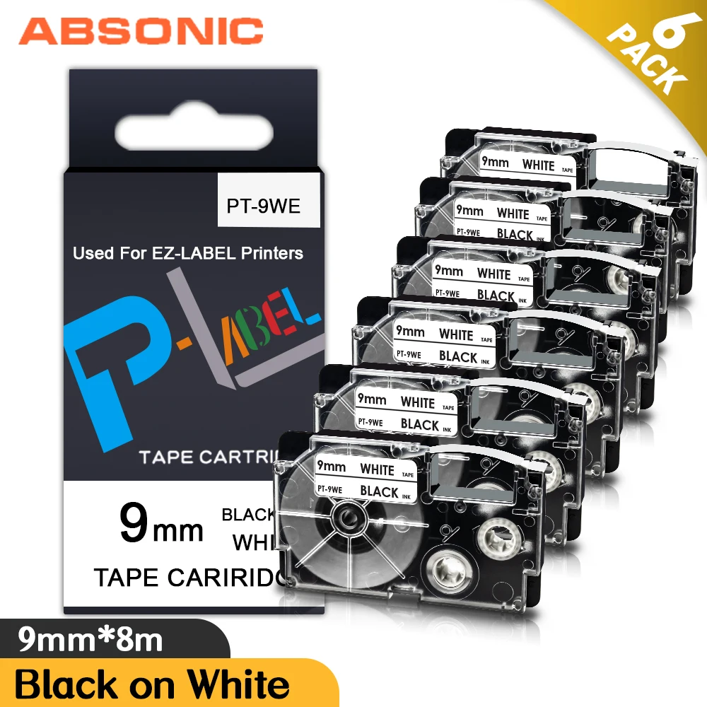 Absonic 6PK XR-9WE 9 мм лента для маркировки для Casio XR9WE XR 9WE, картридж, совместимый с устройством для ярлыков
Absonic 6PK XR-9WE 9 мм лента для маркировки для Casio XR9WE XR 9WE, картридж, совместимый с устройством для ярлыков