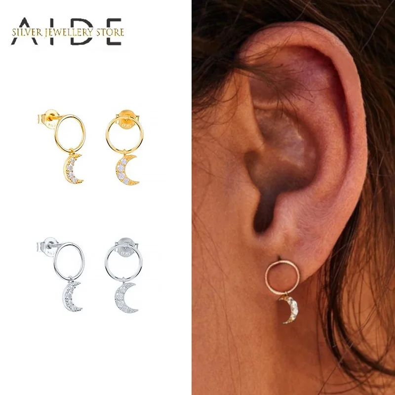 AIDE Fashion 925 Sterling Silver Stud Earrings For Women Trendy Circle Pendientes Moon/Star Piercing Earings Jewelry brincos
AIDE Fashion 925 Sterling Silver Stud Earrings For Women Trendy Circle Pendientes Moon/Star Piercing Earings Jewelry brincos