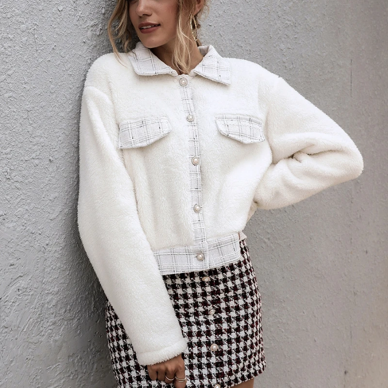 2021 Autumn and Winter Button Lapel Pocket Woolen Jacket Women's Long-sleeved Single-breasted Slim Temperament Women's Blouse 
2021 Autumn and Winter Button Lapel Pocket Woolen Jacket Women's Long-sleeved Single-breasted Slim Temperament Women's Blouse