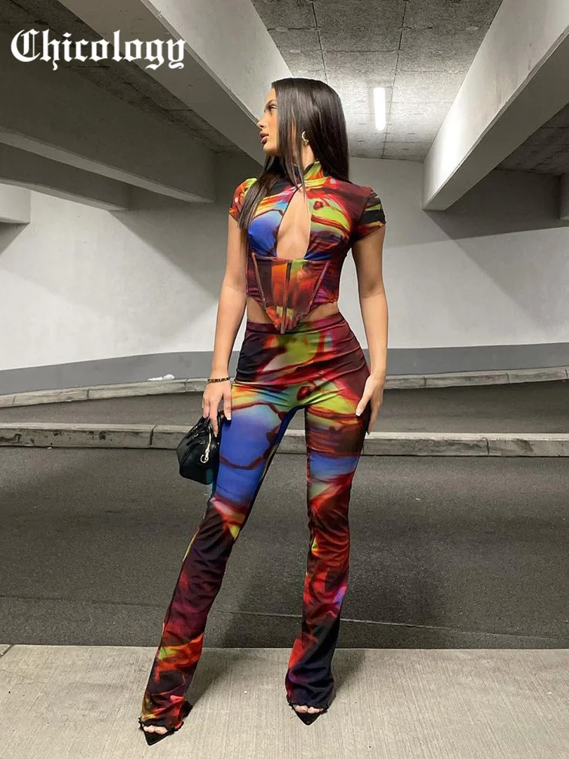 Chicology 2021 Women Tie Dye Autumn Winter Hollow Out Short Sleeve Tracksuits Streetwear Flare Pants Popular 2 Pieces Sets
Chicology 2021 Women Tie Dye Autumn Winter Hollow Out Short Sleeve Tracksuits Streetwear Flare Pants Popular 2 Pieces Sets