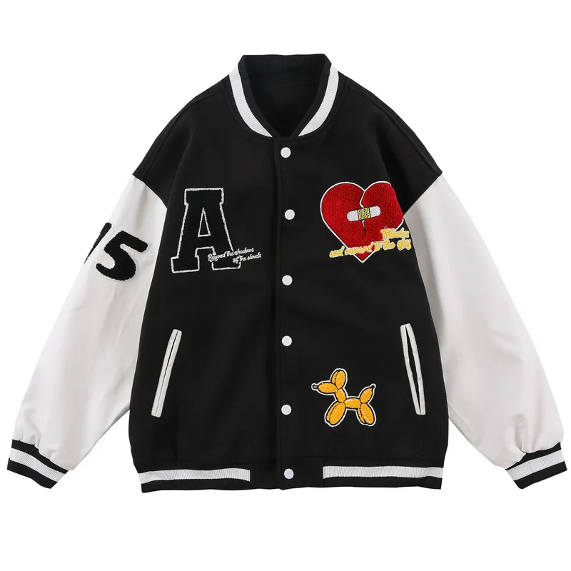 Broken Heart Embroidery Bomber Jacket 2021 Single-breasted Long Sleeve Baseball Jackets Harajuku Patchwork Men Varsity Jacket
Broken Heart Embroidery Bomber Jacket 2021 Single-breasted Long Sleeve Baseball Jackets Harajuku Patchwork Men Varsity Jacket