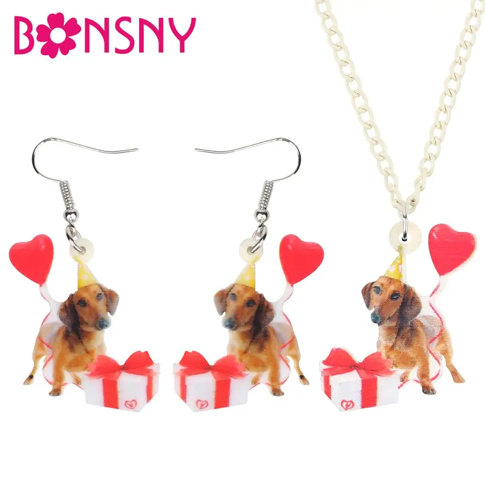 Bonsny Acrylic Christmas Dachshund Dog Gift Box Balloon Jewelry Set Necklace Earrings Decorations Jewelry Women Girls Party Gift
Bonsny Acrylic Christmas Dachshund Dog Gift Box Balloon Jewelry Set Necklace Earrings Decorations Jewelry Women Girls Party Gift