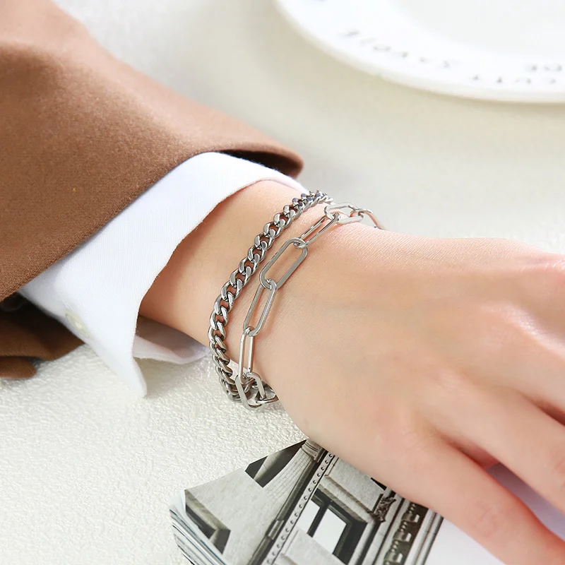 Vnox Chic Layered Women Bracelet, Never Fade Stainless Steel Cuban Rectangle Paperclip Chain Bracelet,Elegant Lady Party Jewelry
Vnox Chic Layered Women Bracelet, Never Fade Stainless Steel Cuban Rectangle Paperclip Chain Bracelet,Elegant Lady Party Jewelry
