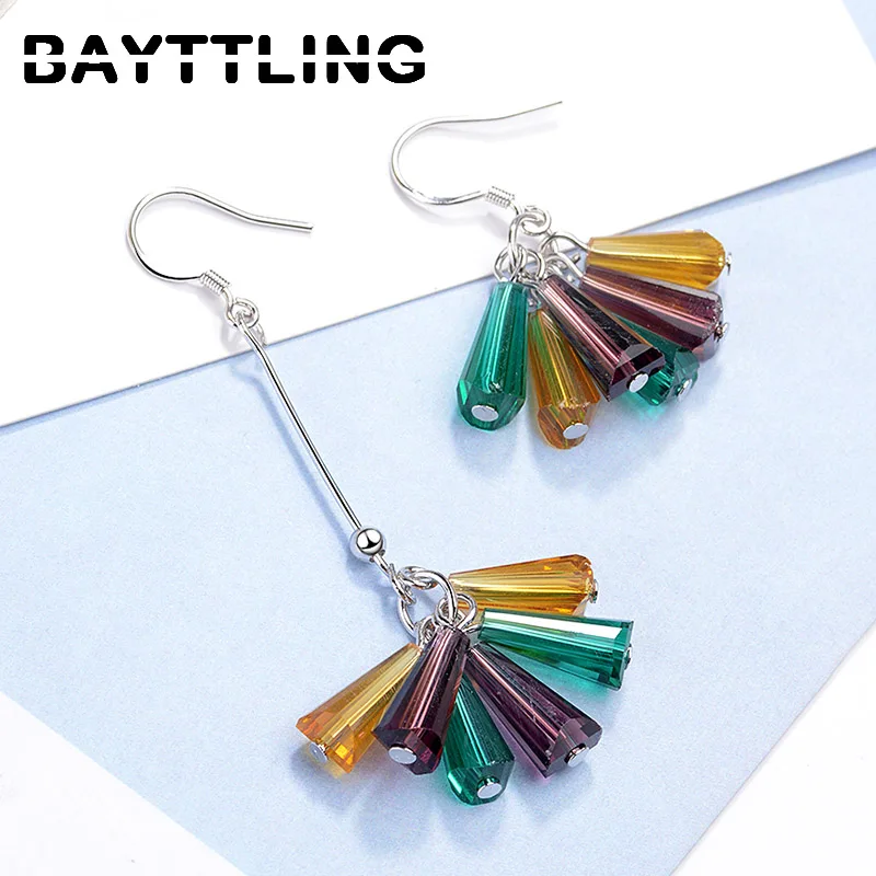 BAYTTLING 925 Sterling Silver Long Tassel Fan Shaped Asymmetric Drop Earrings For Woman Charm Wedding Jewelry Gift Couple
BAYTTLING 925 Sterling Silver Long Tassel Fan Shaped Asymmetric Drop Earrings For Woman Charm Wedding Jewelry Gift Couple