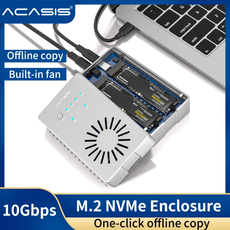 Acasis Dual Bay M.2 NVME SSD Enclosure Offline Clone USB C 3.1 Gen2 10Gbps for M Key & M/B Key NVME PCIe SSD Hard Drive Reader
Acasis Dual Bay M.2 NVME SSD Enclosure Offline Clone USB C 3.1 Gen2 10Gbps for M Key & M/B Key NVME PCIe SSD Hard Drive Reader