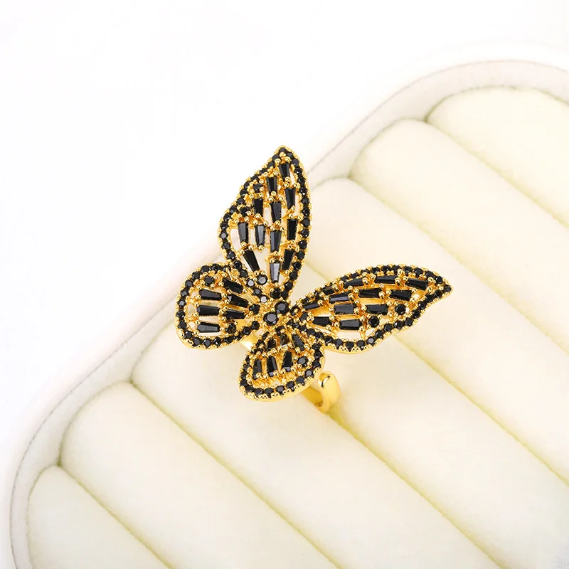 New Fashion Exaggerate Black zircon big butterfly Ring Vintag Opened Rings for Women Party Jewelry Gifts
New Fashion Exaggerate Black zircon big butterfly Ring Vintag Opened Rings for Women Party Jewelry Gifts