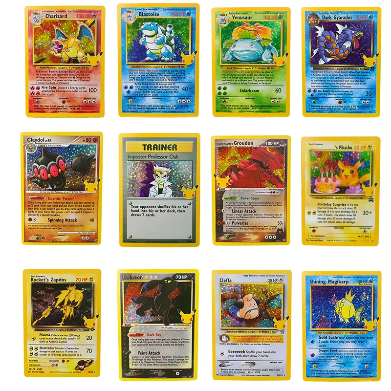 20 Styles Diy Pokemon English 25Th Souvenir Flash Cards 1996 Years Charizard Blastoise Venusaur Pikachu Game Collection Cards
20 Styles Diy Pokemon English 25Th Souvenir Flash Cards 1996 Years Charizard Blastoise Venusaur Pikachu Game Collection Cards