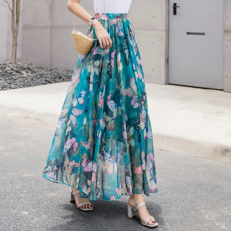 Bohemia Chiffon Skirts Vintage Floral Printed Women Ankle-Length Long Maxi Beach Party Loose Flare Skirt 
Bohemia Chiffon Skirts Vintage Floral Printed Women Ankle-Length Long Maxi Beach Party Loose Flare Skirt