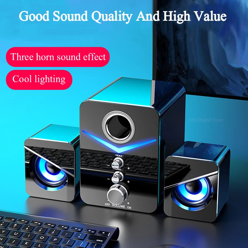 

MC D221 Computer Audio Cable Desktop Laptop Bluetooth Speaker Subwoofer Home Broadcast Three Speakers High Volume