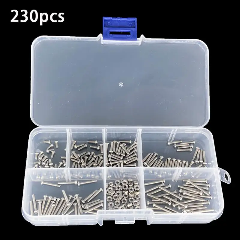 304 Stainless Steel Hex Socket Button Head Cap Screw Set Assortment Kit Small Screws Kit Storage Box 230pcs M2 Bolts and Nuts
304 Stainless Steel Hex Socket Button Head Cap Screw Set Assortment Kit Small Screws Kit Storage Box 230pcs M2 Bolts and Nuts