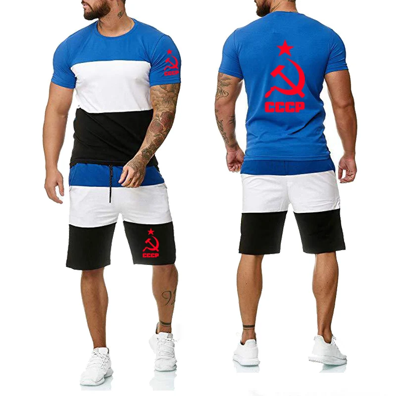 Unisex Summer Colorblock Men's T-shirt CCCP Russian USSR Soviet Union Short sleeve Round neck Cotton Men's T-shirt+shorts suit
Unisex Summer Colorblock Men's T-shirt CCCP Russian USSR Soviet Union Short sleeve Round neck Cotton Men's T-shirt+shorts suit