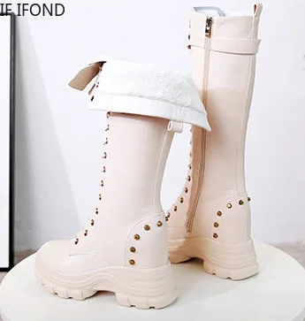 IF IFOND Women Retro Punk Height Increasing Boots Chunky Platform Leather Knee High Boots Women Lace Up Booties Mujer 2020
IF IFOND Women Retro Punk Height Increasing Boots Chunky Platform Leather Knee High Boots Women Lace Up Booties Mujer 2020