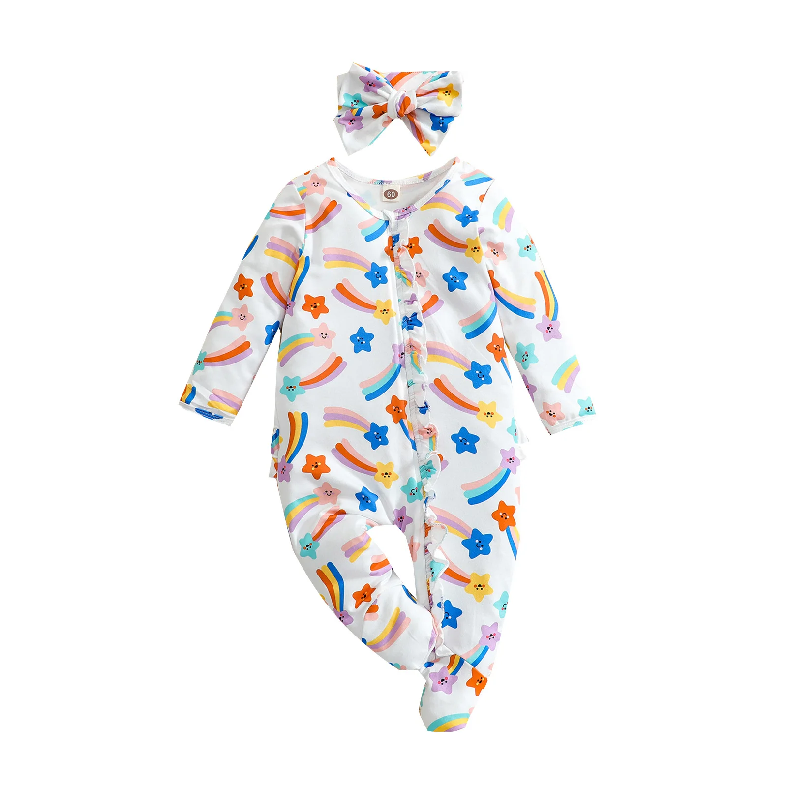 Lioraitiin 0-18M Newborn Infant Baby Girl’s Long Sleeve Jumpsuit Fresh Rainbow Print Footed Long Pants and Headband
Lioraitiin 0-18M Newborn Infant Baby Girl’s Long Sleeve Jumpsuit Fresh Rainbow Print Footed Long Pants and Headband