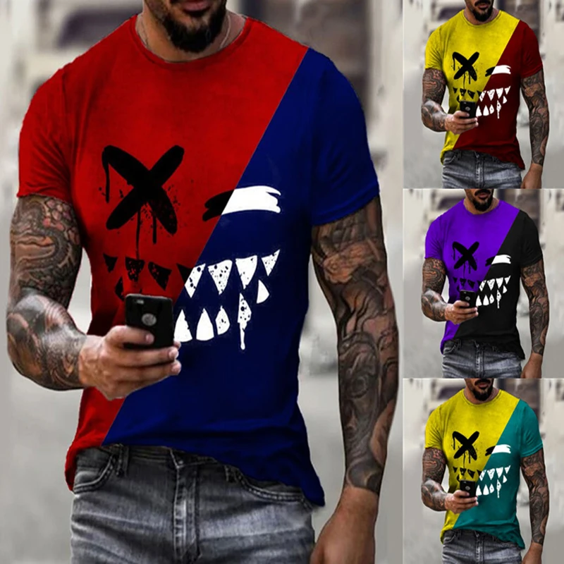 Summer Loose Men's T-shirt Casual Fashion Hip hop Color Matching Smiley Face Print Short Sleeve Oversize Top T Shirt For Men
Summer Loose Men's T-shirt Casual Fashion Hip hop Color Matching Smiley Face Print Short Sleeve Oversize Top T Shirt For Men