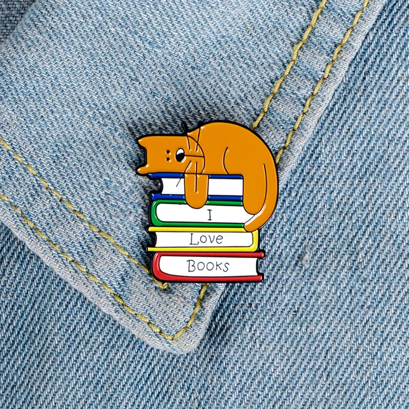 Cartoon Cat Pin I Love Books Book Worm Hard Enamel Badge Lapel Pin Brooches For Bag Backpack Accessories
Cartoon Cat Pin I Love Books Book Worm Hard Enamel Badge Lapel Pin Brooches For Bag Backpack Accessories