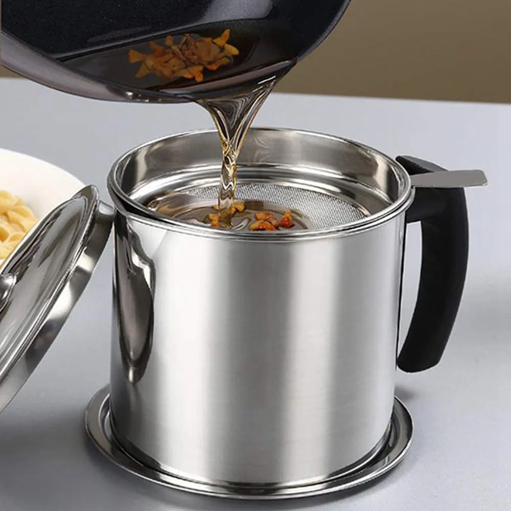 Home Kitchen Stainless Steel Cooking Oil Storage Grease Keeper Strainer Pot Container with Mesh Strainer
Home Kitchen Stainless Steel Cooking Oil Storage Grease Keeper Strainer Pot Container with Mesh Strainer