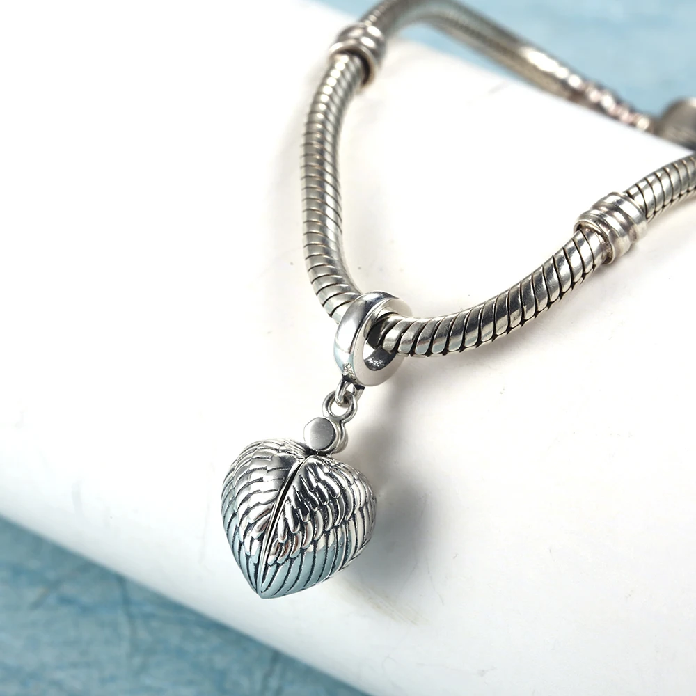 

Женский браслет Pandora, оригинальный браслет из серебра 925 пробы с подвеской в виде крыльев Ангела, с открытым сердцем, ювелирное изделие, сдел...