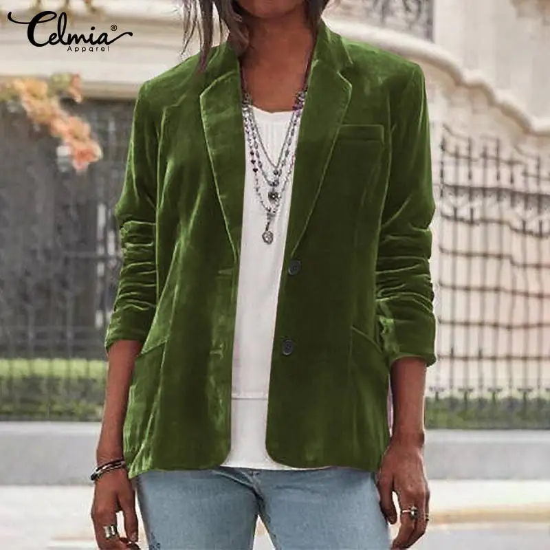 Celmia 2022 Autumn Long Sleeve Coat Outerwears Casual Elegant Buttons Suit Collar Jackers Suits Velvet Women Office Lady Blazer 
Celmia 2022 Autumn Long Sleeve Coat Outerwears Casual Elegant Buttons Suit Collar Jackers Suits Velvet Women Office Lady Blazer