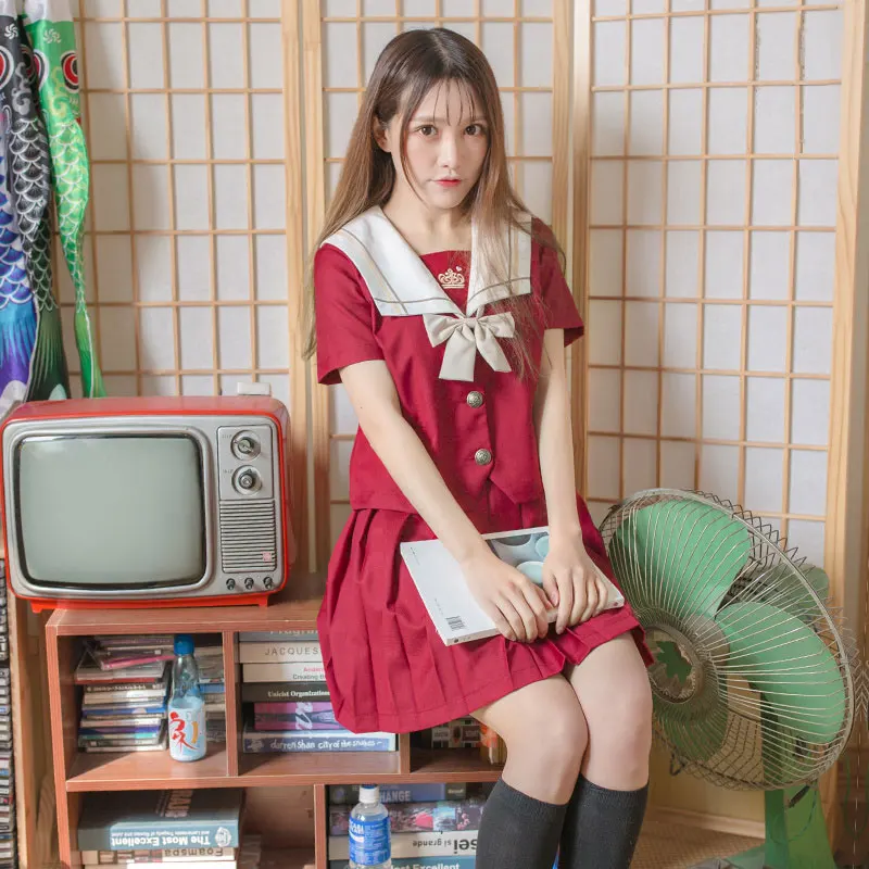 Red Japanese JK Uniform Sailor Outfit Short/long Sleeve Skirts School Girl Seifuku Pleated Skirt Cosplay Student Jk Academy Suit
Red Japanese JK Uniform Sailor Outfit Short/long Sleeve Skirts School Girl Seifuku Pleated Skirt Cosplay Student Jk Academy Suit