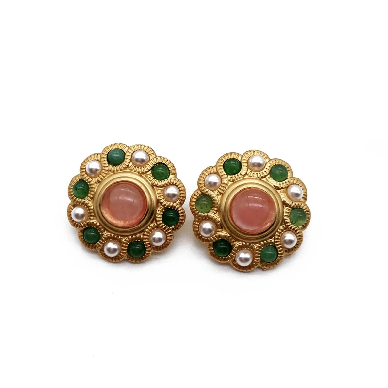 Vintage Earrings Stud Jewelry Colorful Pink Stone Round Geometry Accessories For Femme Girls
Vintage Earrings Stud Jewelry Colorful Pink Stone Round Geometry Accessories For Femme Girls