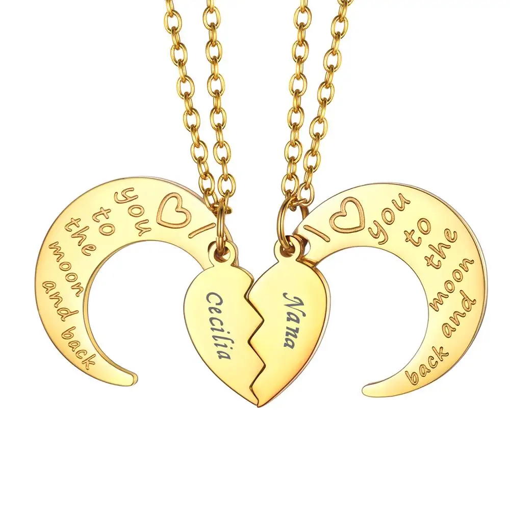 Фото Индивидуальное Ожерелье Дружбы пары U7 из нержавеющей стали/золотой кулон в форме
