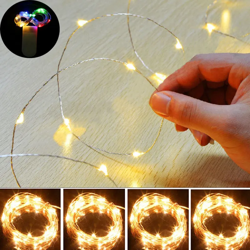 

Fairy 2M 20LED Battery Operated LED Copper Wire String Lights For Wedding Christmas Garland Festival Party Home Decoration lamp